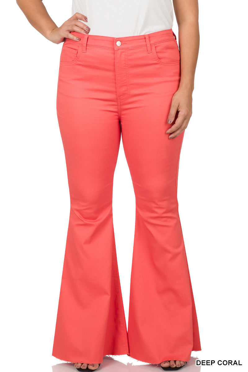 All You Need Coral High Waist Flare Leg Denim Jeans