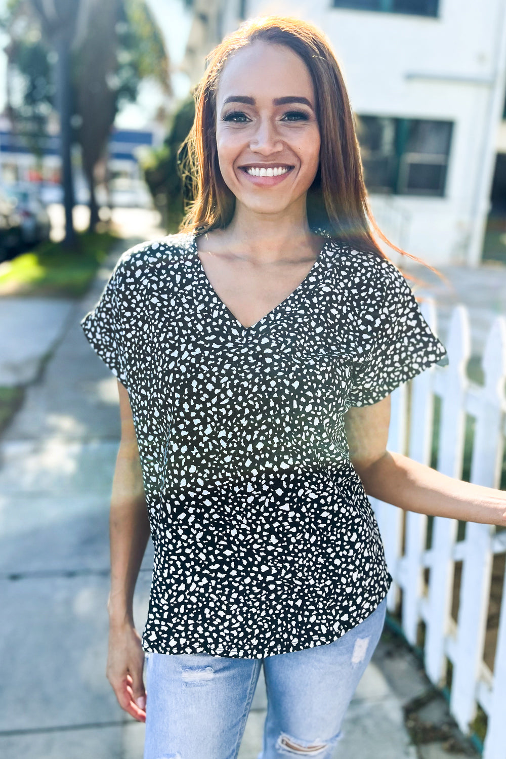 Feeling Bold Black Animal Print Short Sleeve Top