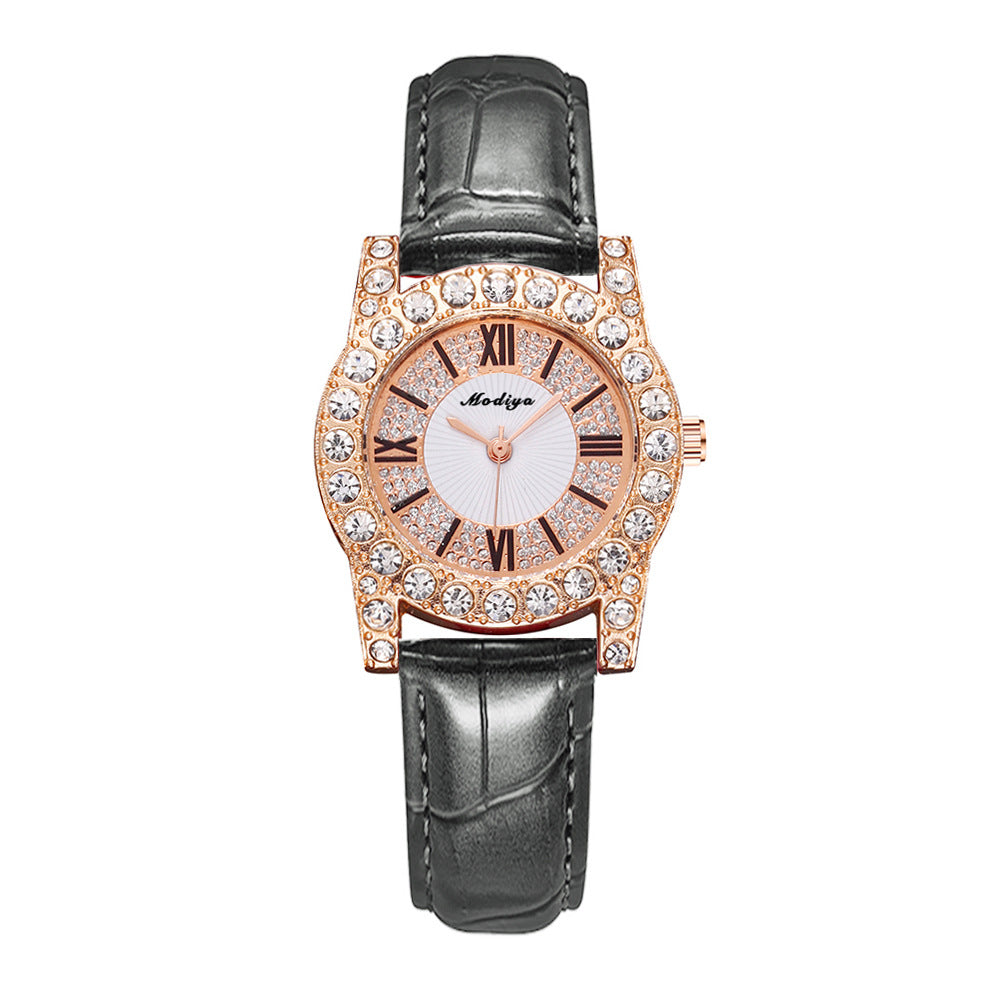 Women's Diamond-embedded Creative Watch With Roman Scale