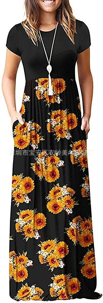 Dress Round Neck Short Sleeve Printed Waist-controlled