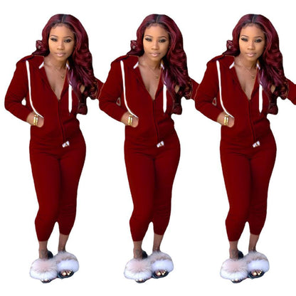 Women's Clothing Solid Color Hoodie Suit Sports
