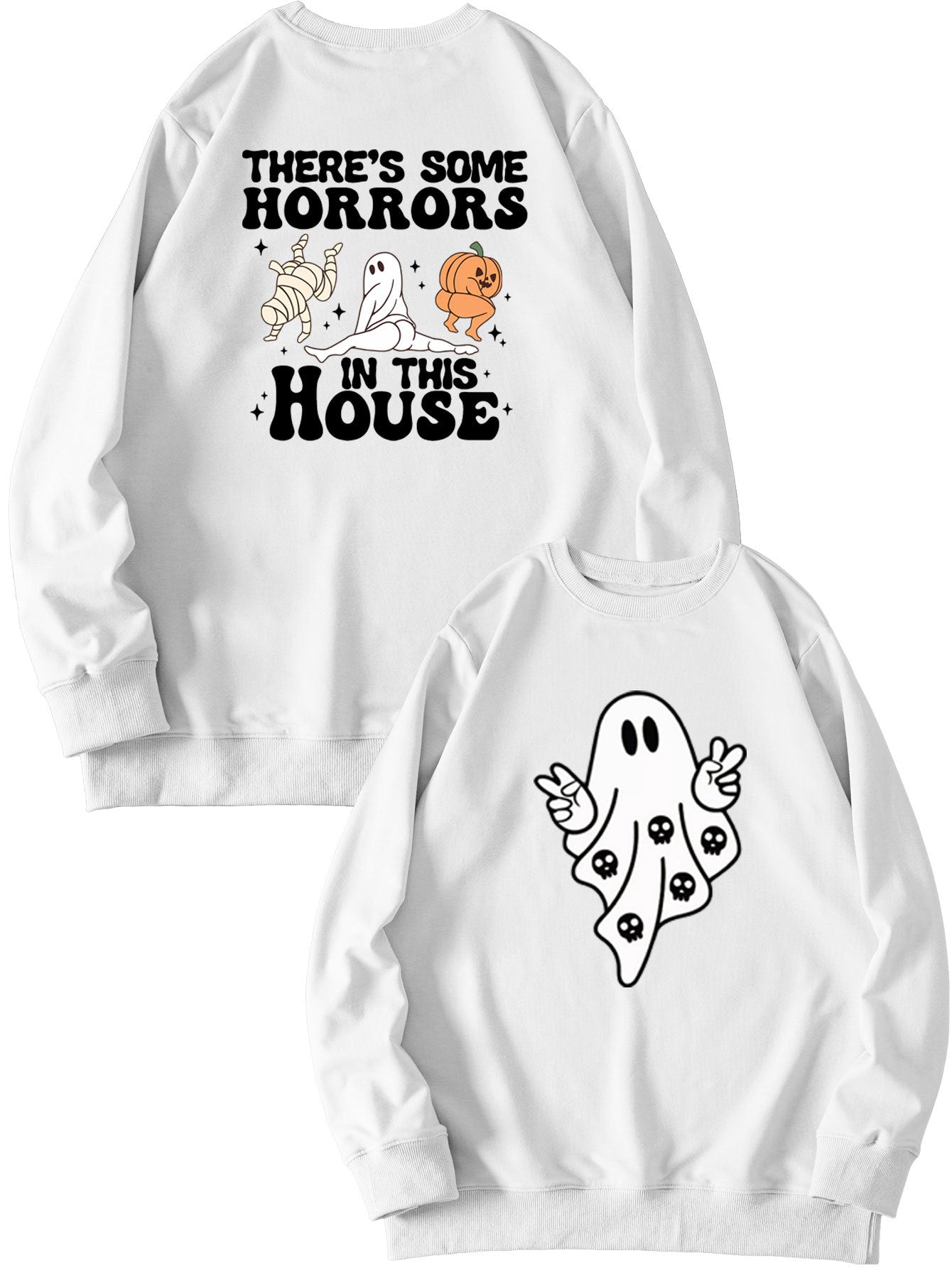 Women's Fashion Casual THERE'S SOME HORRORS Printed Pullover Long Sleeve Sweater
