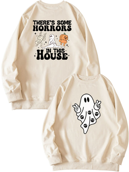 Women's Fashion Casual THERE'S SOME HORRORS Printed Pullover Long Sleeve Sweater