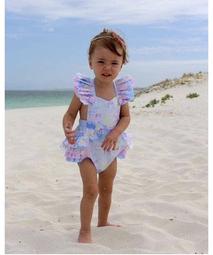 Woven Cotton Printed Colorful Girls' Bag Buckle One-piece Romper Romper Children's Clothing