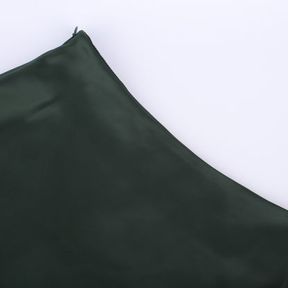 European Women's Clothing Pure Color Tied High Waist Slit Irregular Skirt