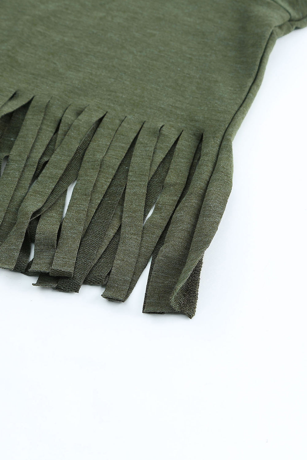 Red Fringe Hem V Neck T Shirt