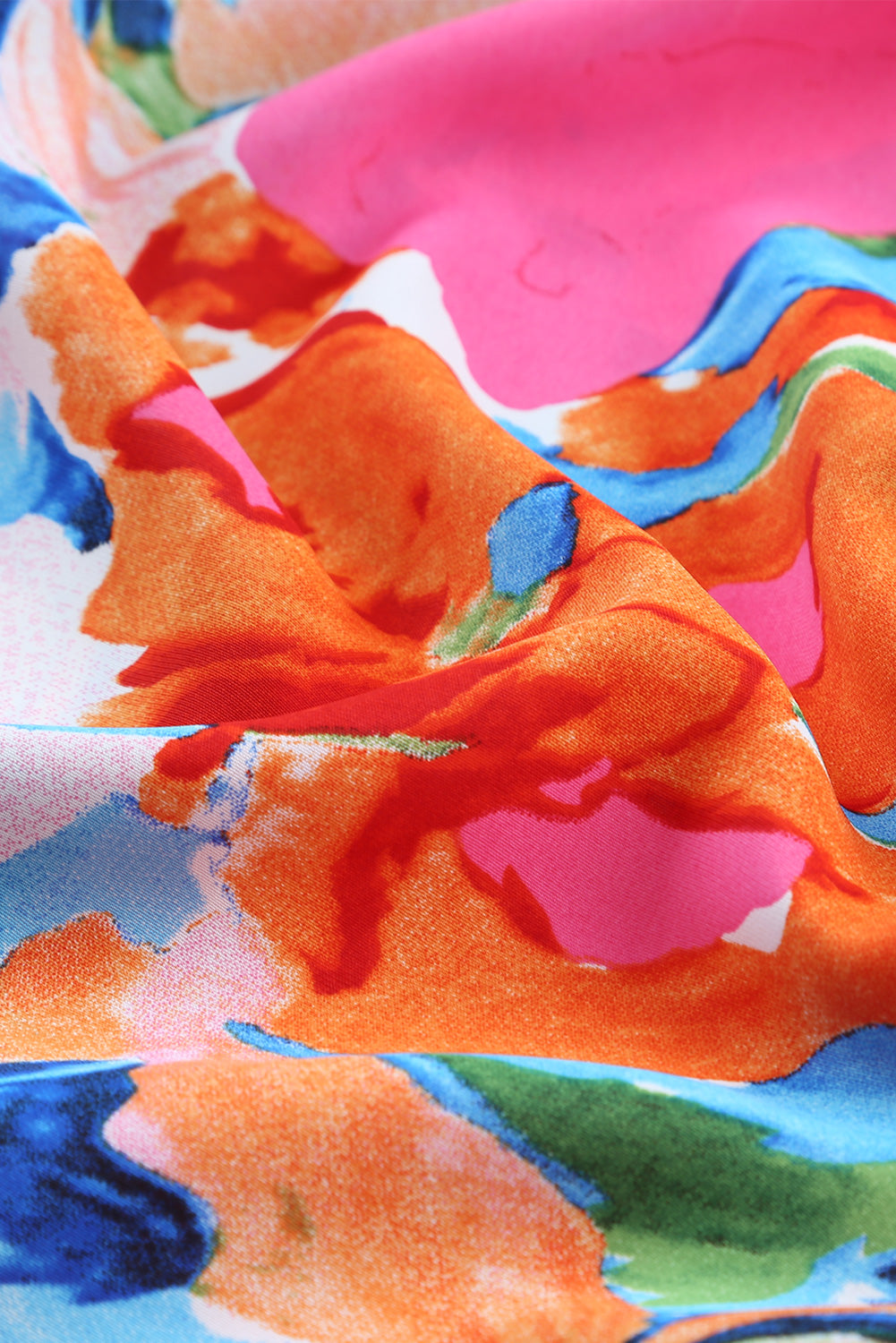 Red Abstract Floral Print V Neck Plus Blouse