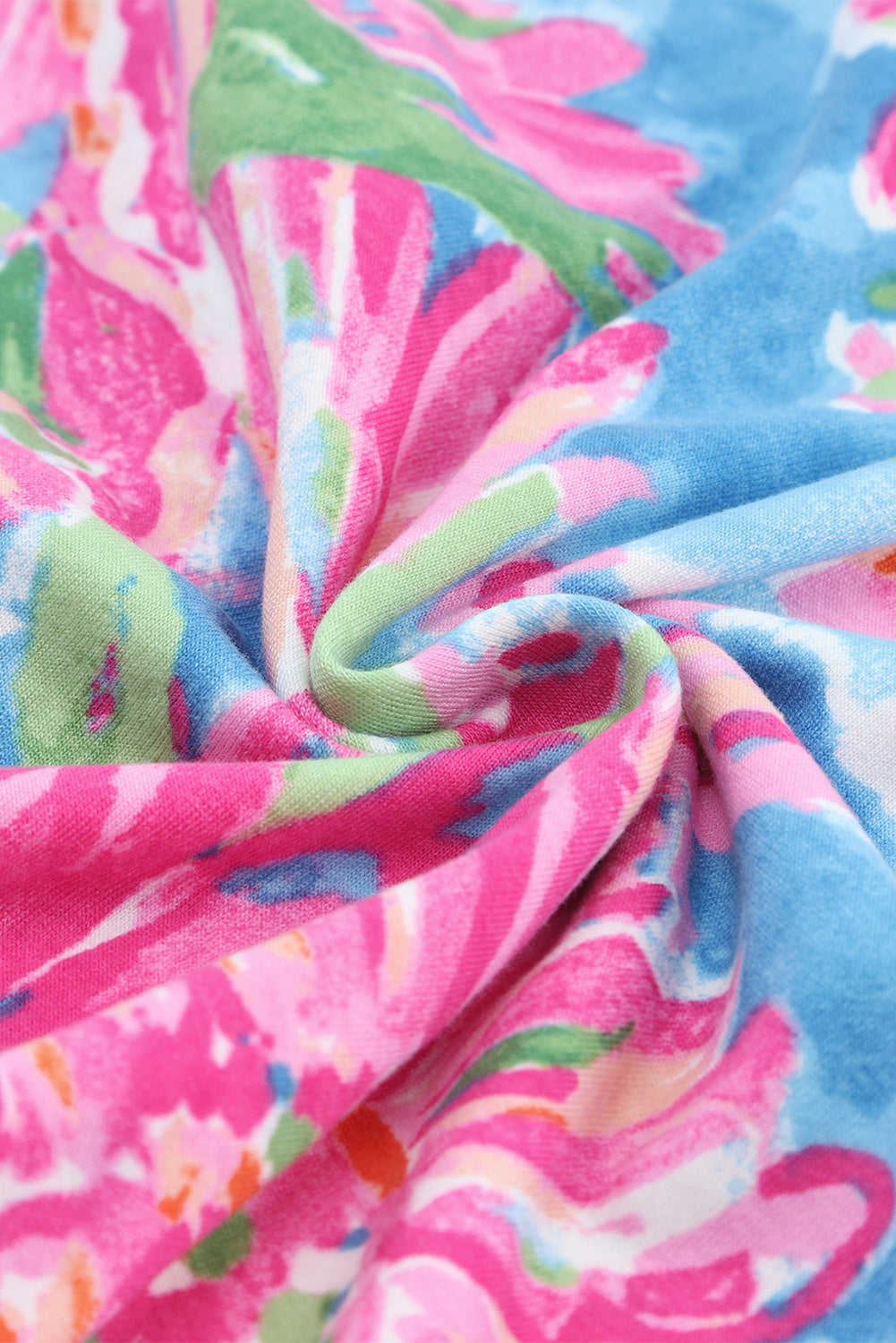 Pink Floral Print Buttoned V Neck Shirt