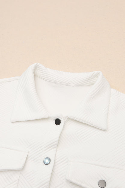 Beige Plus Size Textured Flap Pockets Jacket