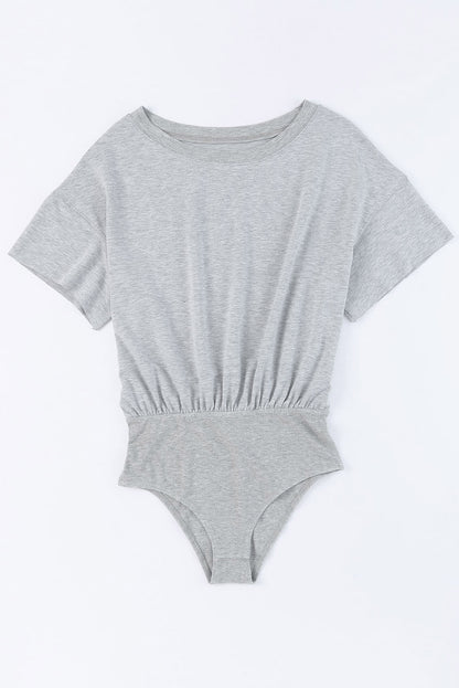 Dark Gray Drop Shoulder Sleeve Oversize Bodysuit