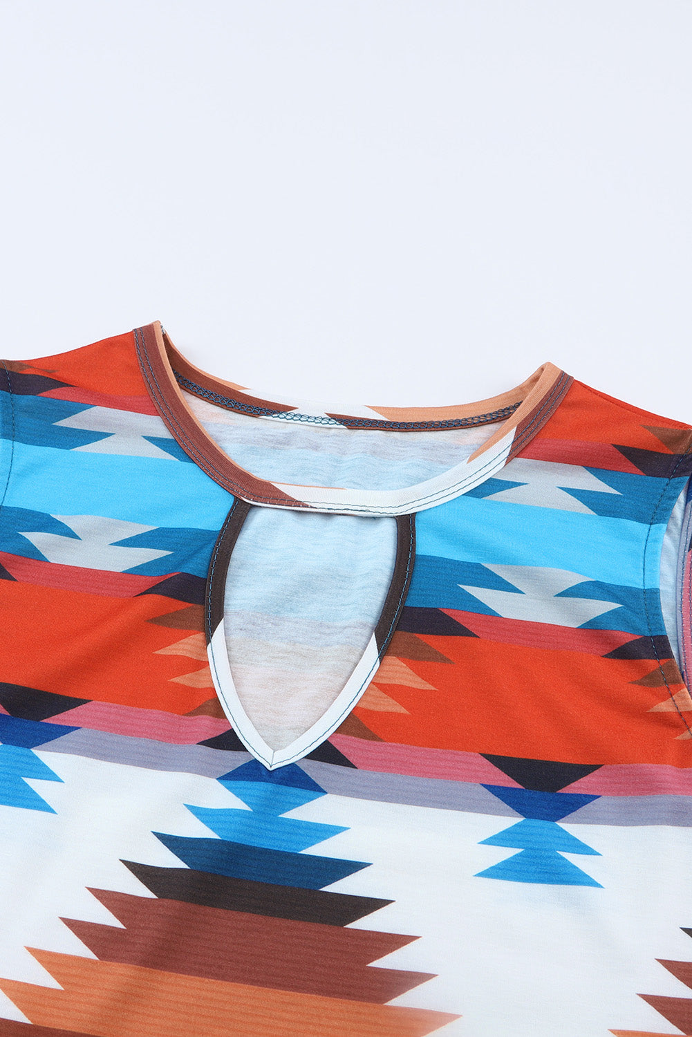 Multicolor Aztec Printed Casual Short Sleeve T-shirt