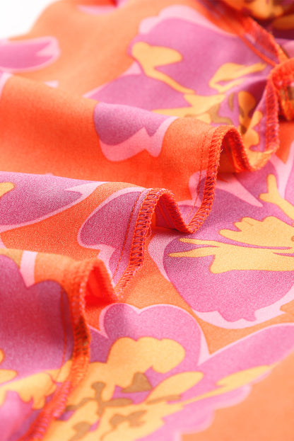 Multicolor Swirl Color Block Print Lantern Sleeve Shirt