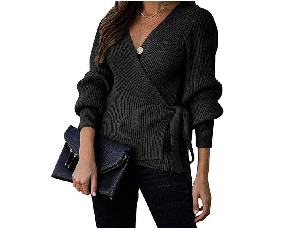 Autumn And Winter New Women's Clothing Solid Color V