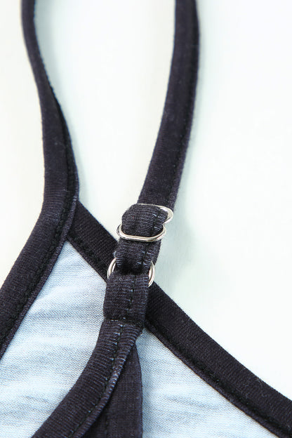 Black Tie-dye Round Neck Short Sleeve Top