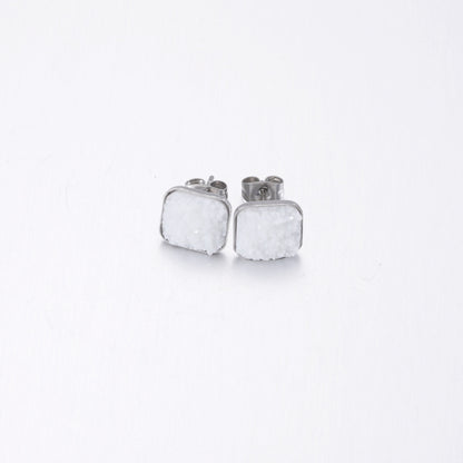Girls' Sweet Personality Ear Studs Multi-specification Square Concave-convex Vug Starry Rhinestone Earrings