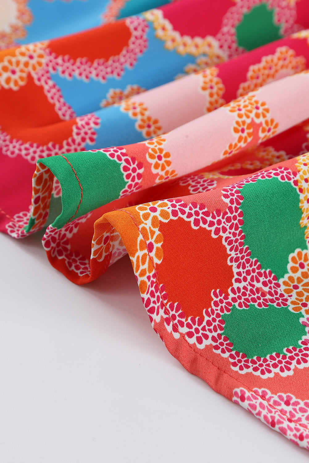 Multicolor Floral Print Bubble Sleeve Shirt