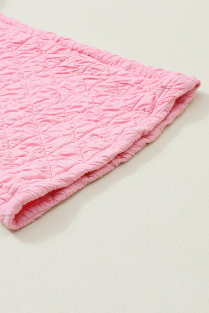 Light Grey Drop Shoulder Quilted Patchwork Kangaroo Pocket Hoodie