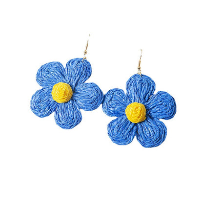 Handwoven Lafia Beautiful Flower Earrings
