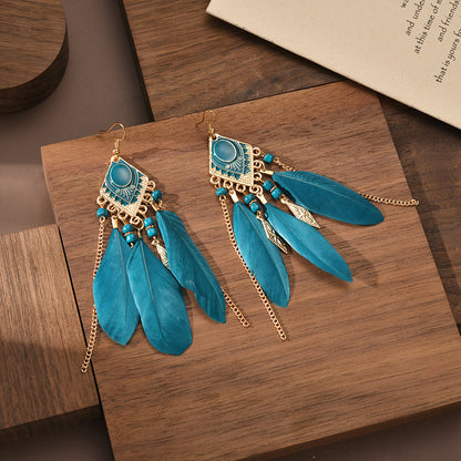 Fashion Jewelry Tassel Bohemian Earrings Retro Feather Earrings Creative Gifts