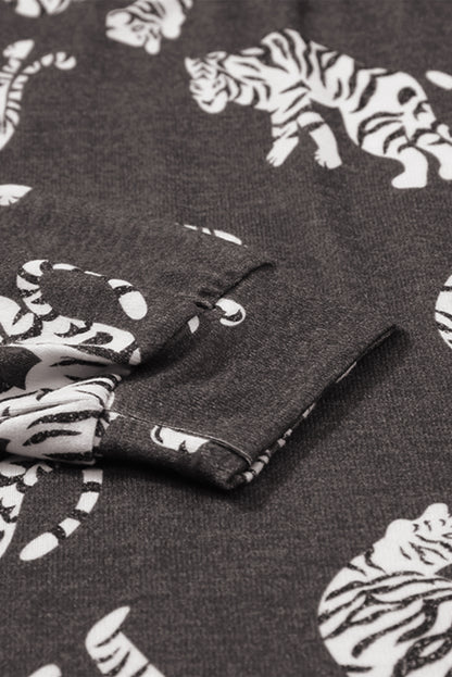 Black Plus Size Cheetah Print Puff Sleeve Ruffle Mini Dress