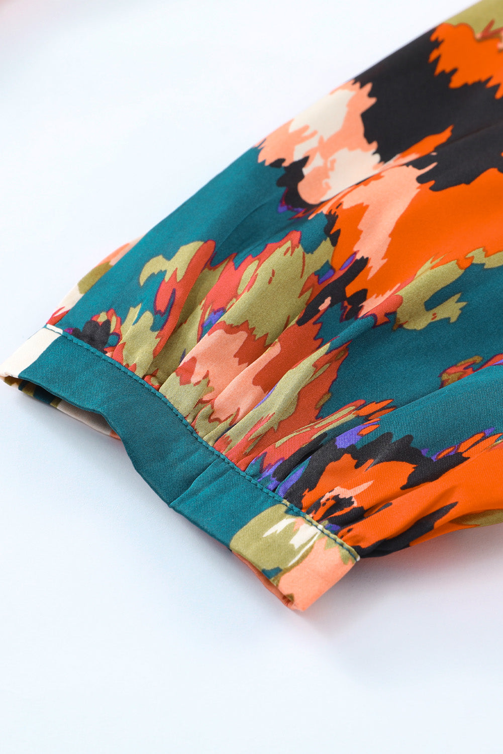 Black Abstract Print Ruffled Drawstring High Waist Mini Dress