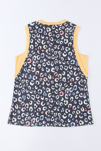 Multicolor Seamed Patchwork V Neck Plus Size Sleeveless Top