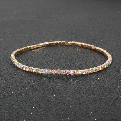 Multicolor Rhinestone Stretch Bracelet Shiny And Simple Bracelet Ornament