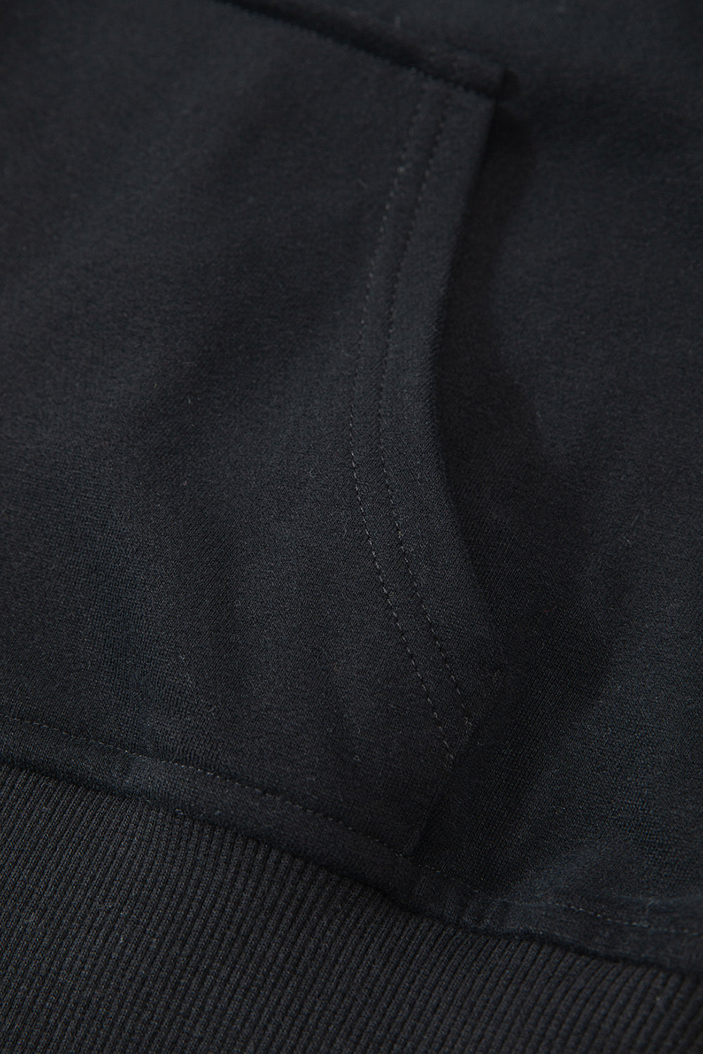 Black Quarter Zip Stand Neck Kangaroo Pocket Sweatshirt