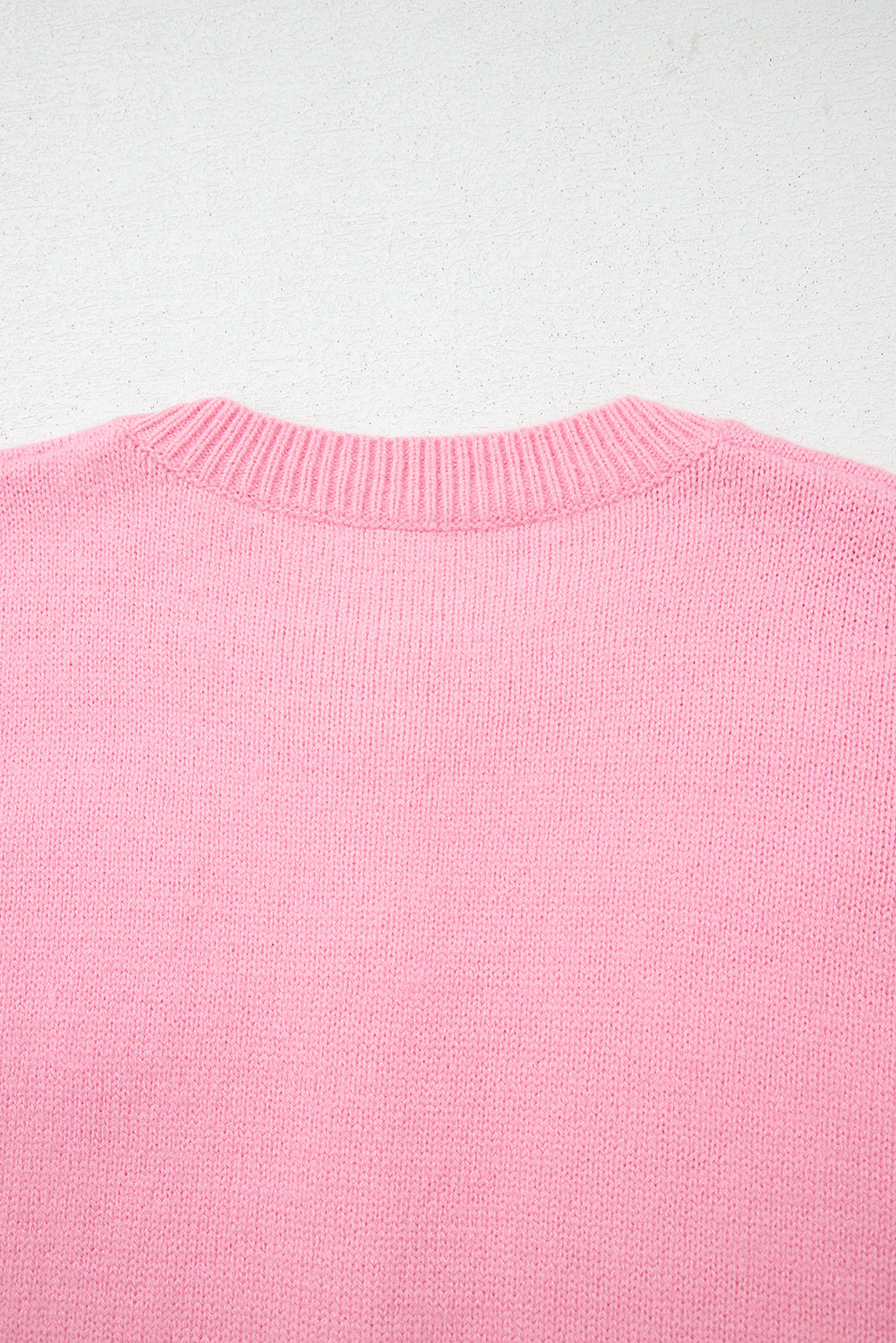 Pink Cute Knitted Floral Pattern Button Up Cardigan