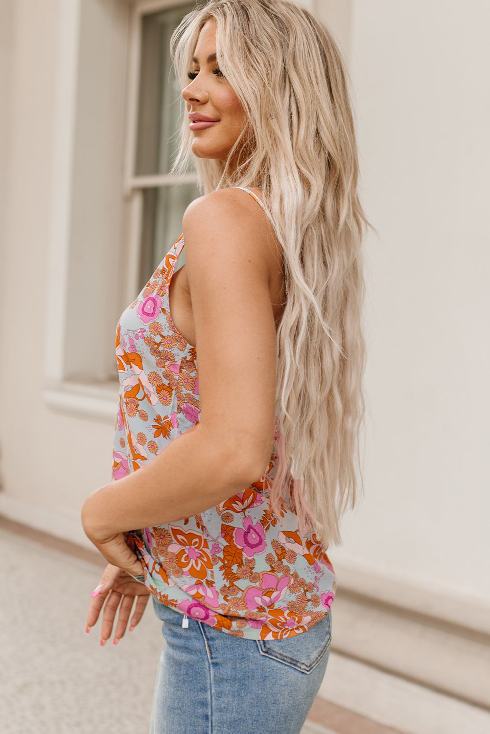 Brown Vintage Floral Smocked Bodice Flare Sleeve Tiered Long Dress