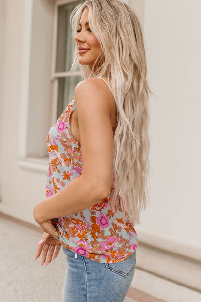 Brown Vintage Floral Smocked Bodice Flare Sleeve Tiered Long Dress