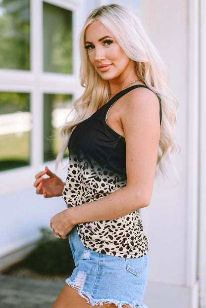 Black Ombre Leopard Print T-shirt