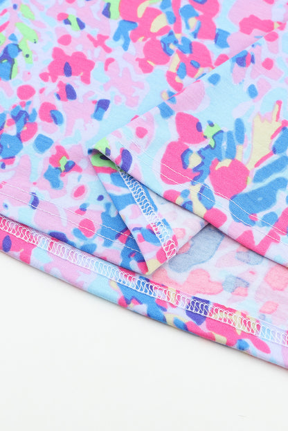 Pink Loose Painted Floral Tee