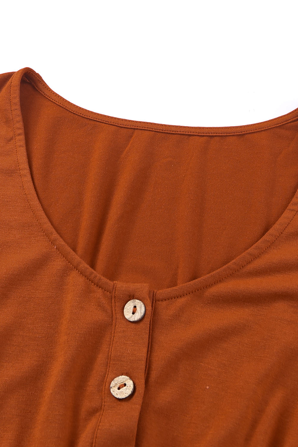 Orange Button Up High Waist Long Sleeve Dress