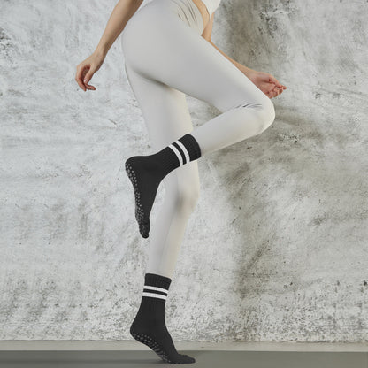 Autumn And Winter Striped Long Tube Yoga Socks Women's Non-slip Mid Tube