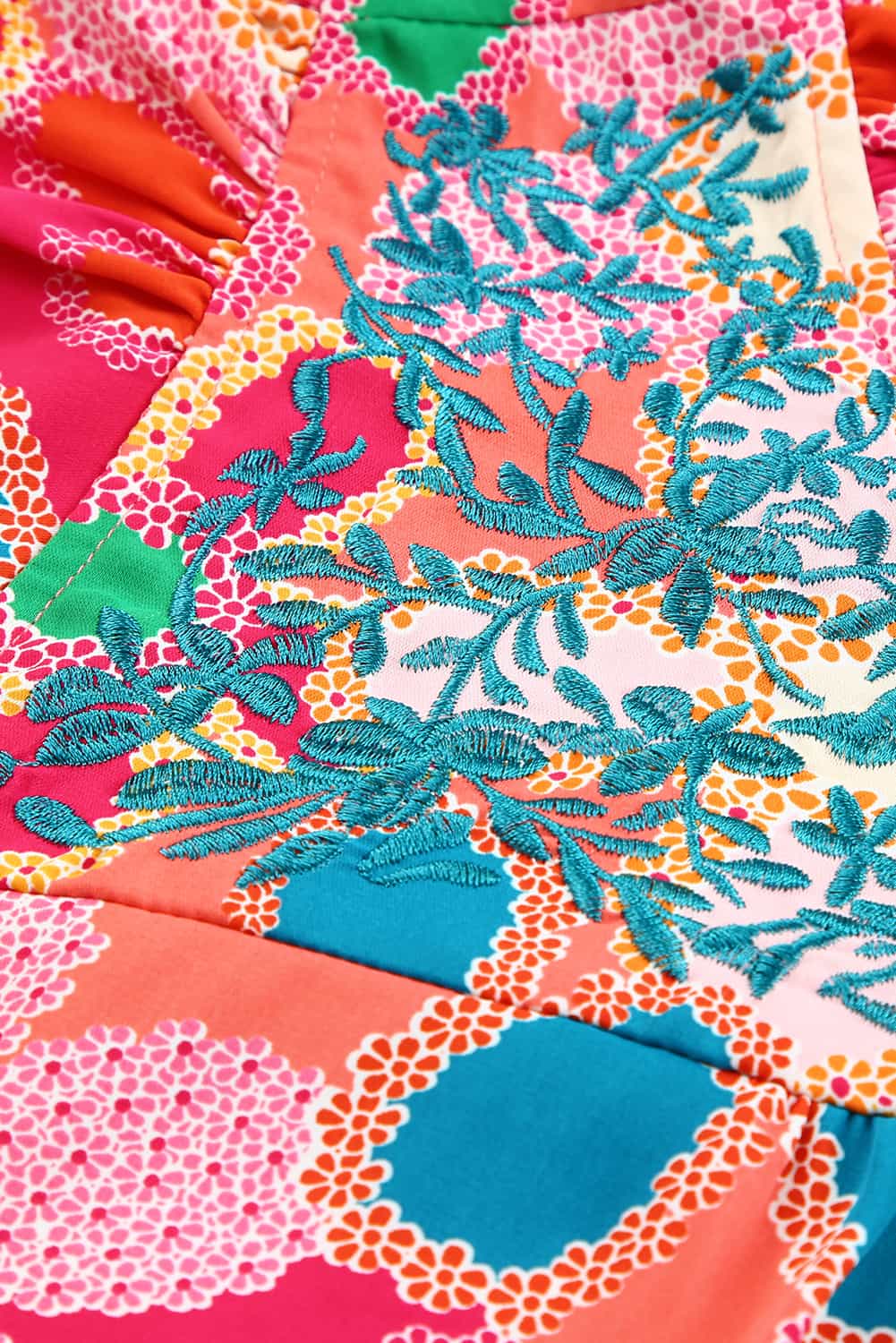 Multicolor Floral Print Smocked Square Neck Ruffles Blouse