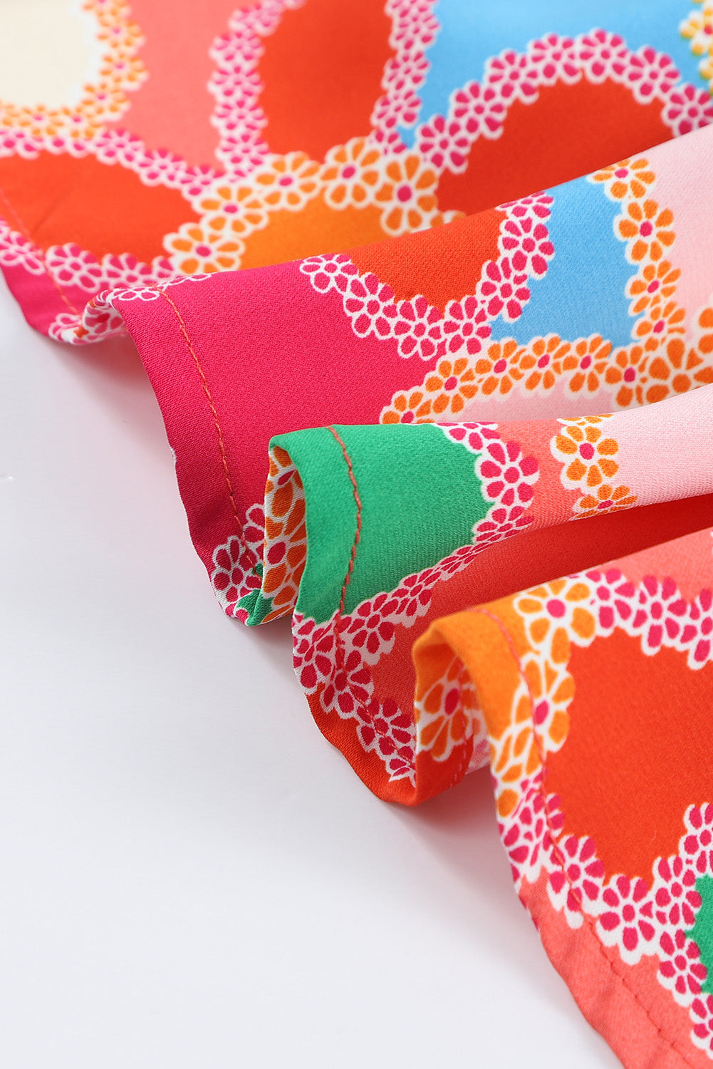 Multicolor Floral Print Bubble Sleeve Shirt