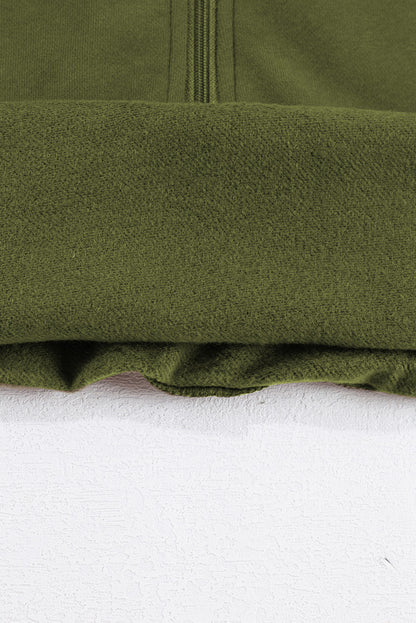 Khaki Printed Plaid Sleeve Patchwork Collared Textured Sweatshirt