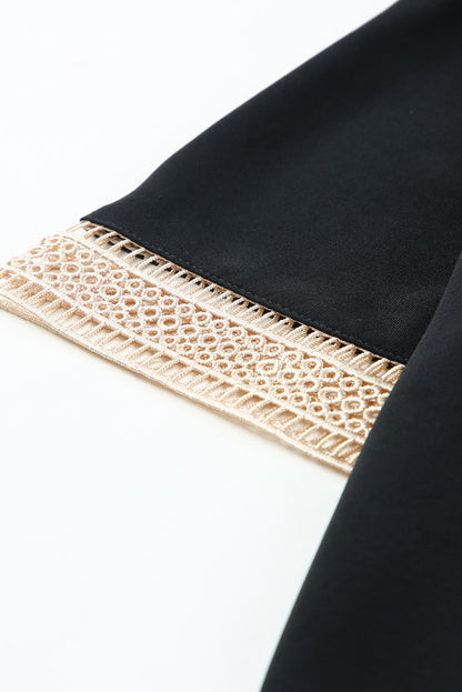 Green Lace Trim V Neck Short Sleeve Blouse