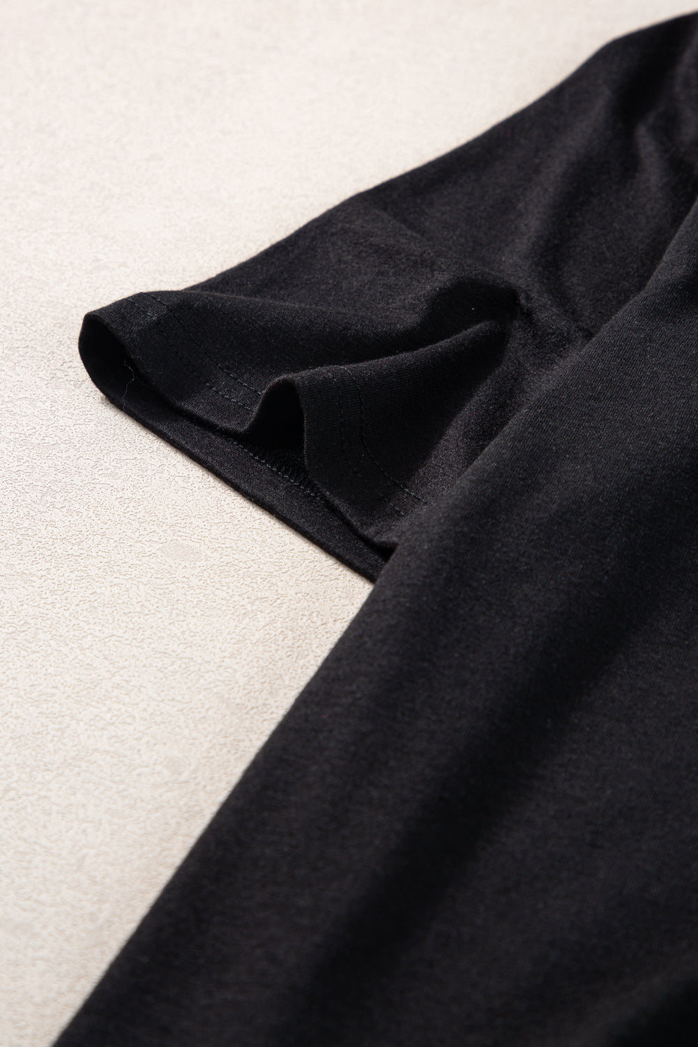 Black V Neck Pocketed Rounded Hem Tee