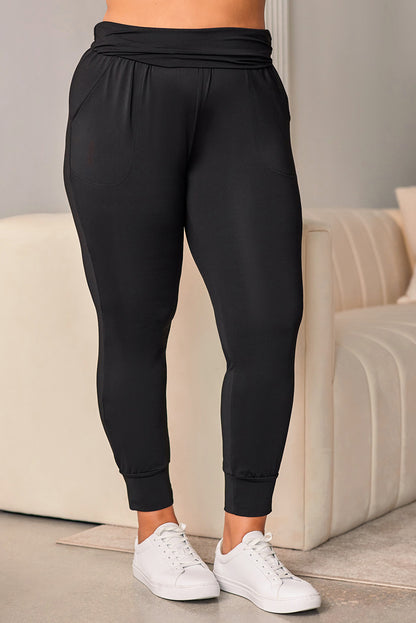 Gray High Waist Pleated Pocket Leggings