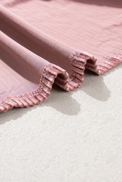 Blackish Green Smocked Ribbed Velvet Babydoll Top