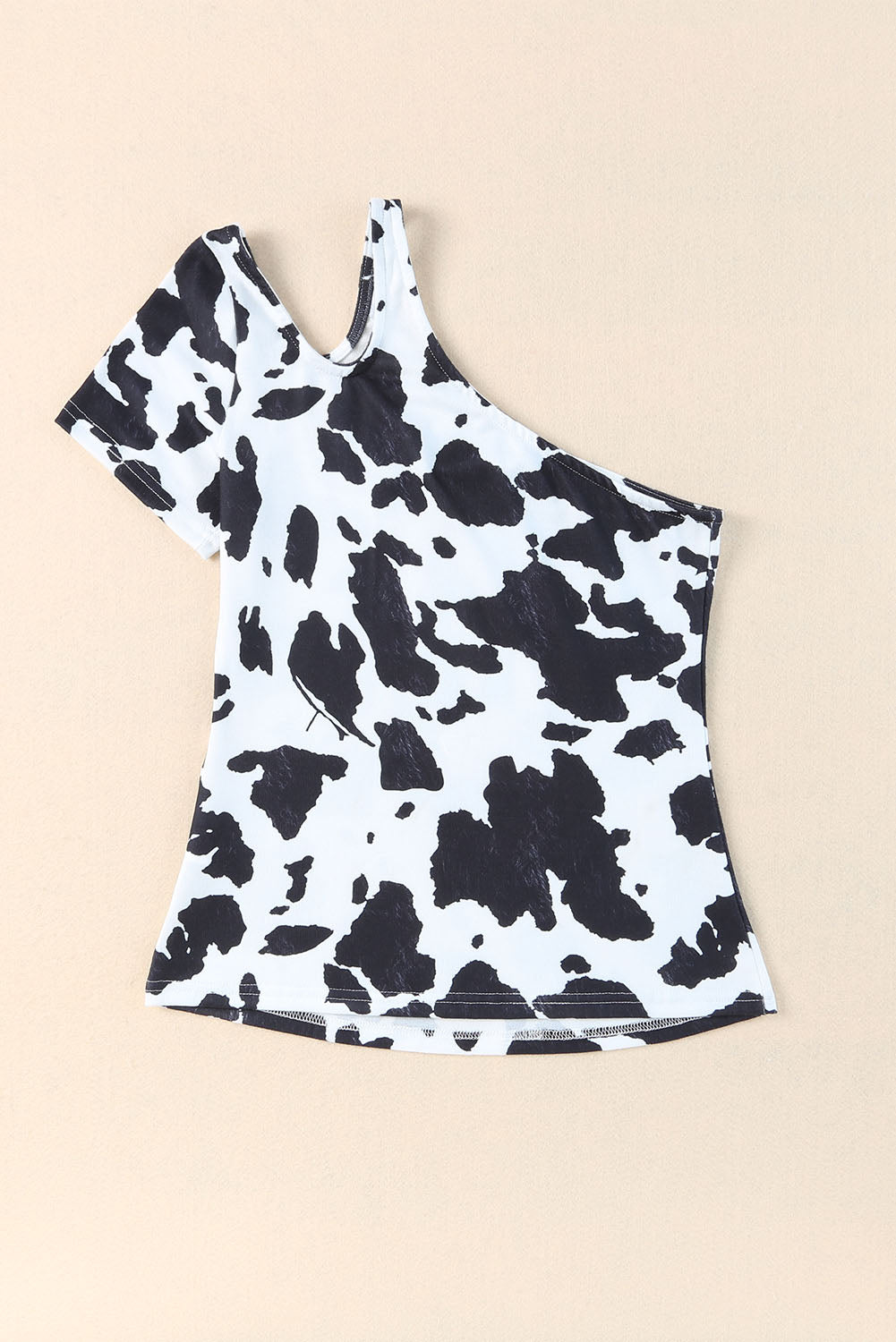 White Western Cow Spots Slim Fit T-shirt