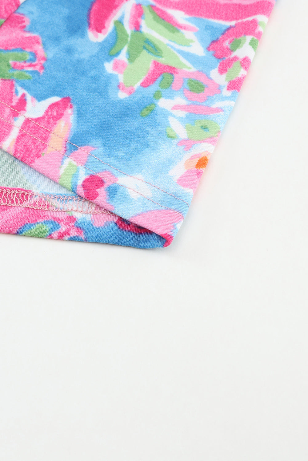 Pink Floral Print Buttoned V Neck Shirt