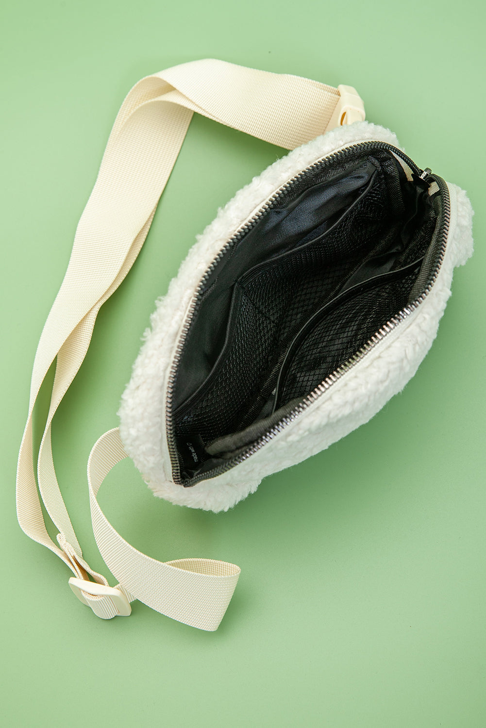 Black Sherpa Adjustable Strap Crossbody Bag