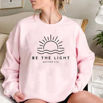Women's Fleece-lined Crew Neck Sweater Plain Slogan