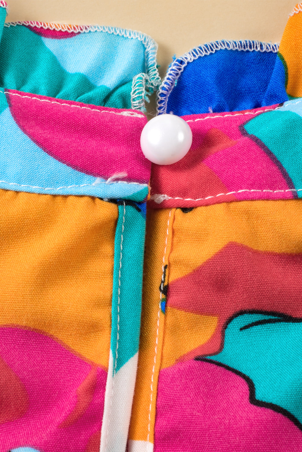 Rose Multicolor Floral Print V Neck 3/4 Sleeve Blouse