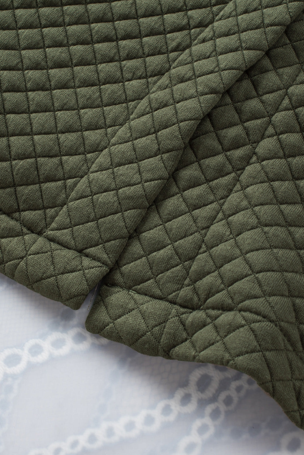 Green Color Block Patchwork Flap Pocket Quilted Shacket