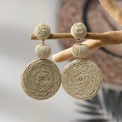 Fashion Colorful Rattan Earrings For Women