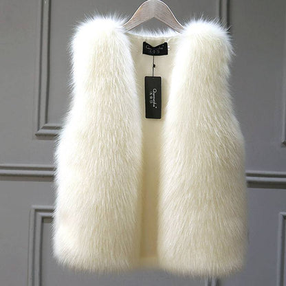 Women's Imitation Fox Fur Waistcoat Plus Cotton Furry Vest